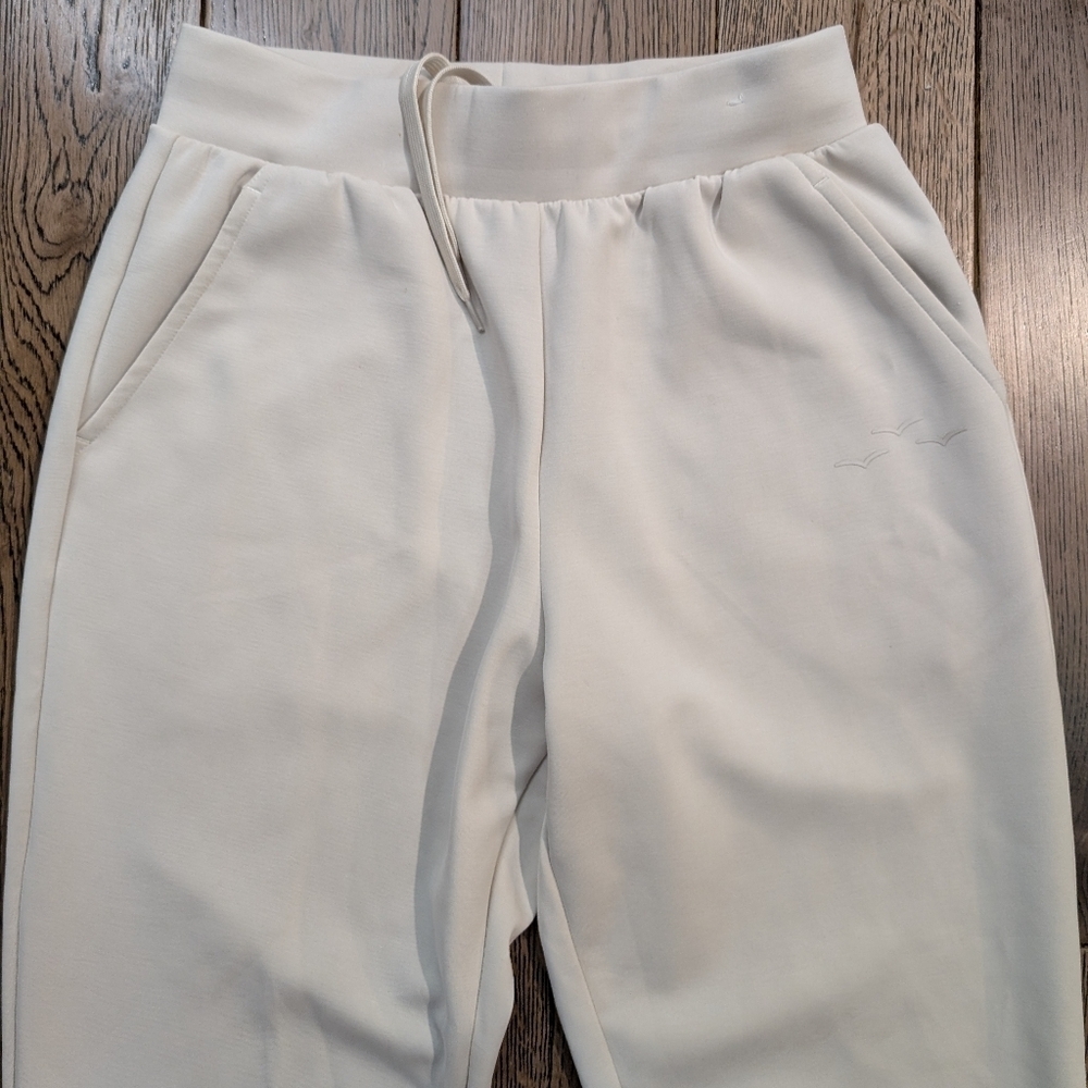Lazypants premium luxe sueded double knit jogger pants in bone - Picture 6 of 9